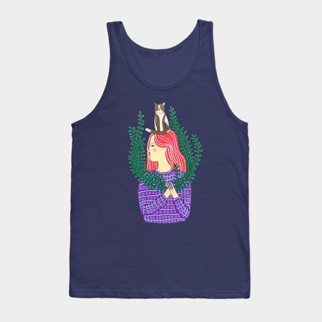 Cat on the head Tank Top by DoodlesAndStuff